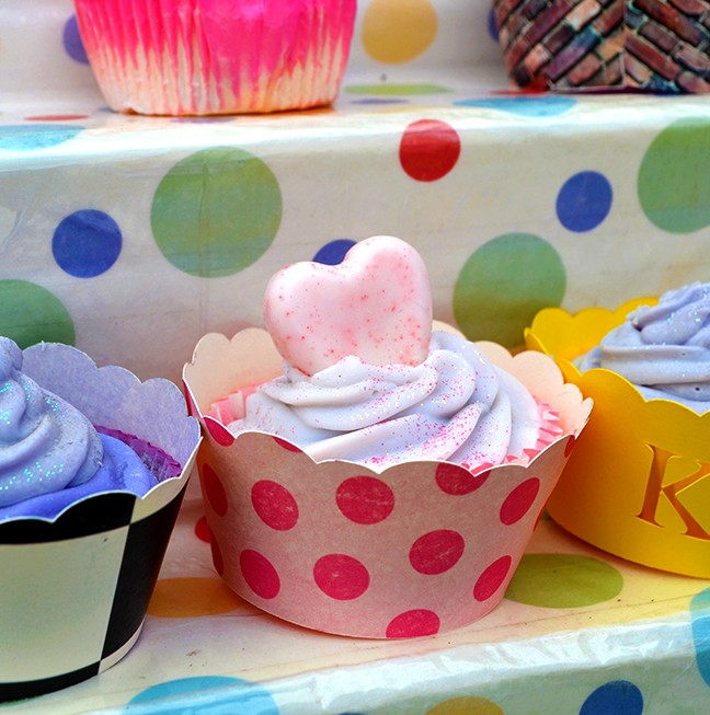 Soaps take the shapes of beautiful cupcakes by the Kingston Soap Company.