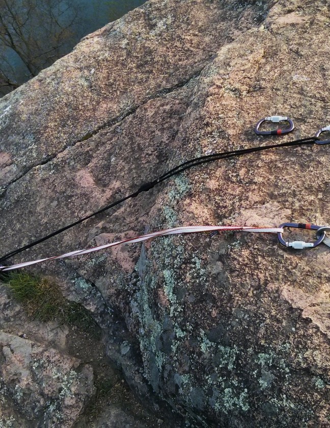 A closer look at the bolts in place and the gear used for the anchor