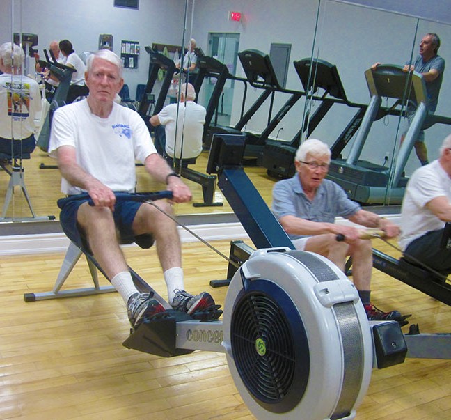 Once Fit for Life participants begin work on the rowing machines, there are few smiles; smile muscles are pre-empted by determination muscles.