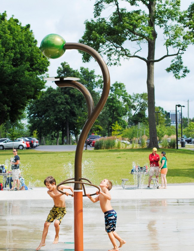 The green ball on top is actually a bucket that randomly dumps water on an unsuspecting head.