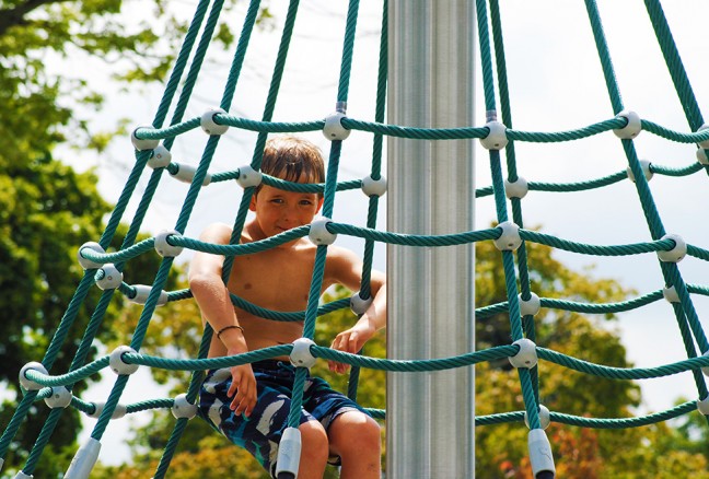 Iain at the top of the merry-go-round.