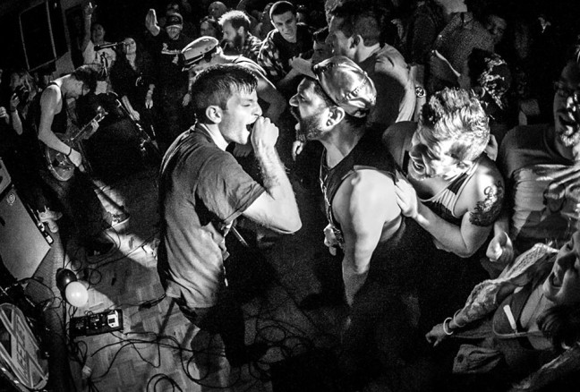 It doesn’t get more intimate than this: Pup frontman Zack Mykula at the 2014 Wolfe Island Music Festival. (photo: Matt Forsythe)