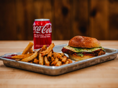 A chicken burger meal