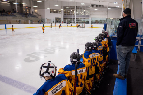 A hockey game at the INVISTA Centre.
