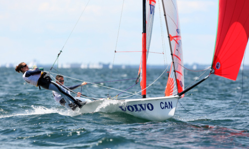 20070716  Copyright onEdition 2007©
Free for editorial use image, please credit: onEdition
Alanna Foscarini (Helm) and Alison Ludzki from Canada competing in the 29er Girls class on the third day of racing at this years Volvo Youth Sailing ISAF World Championship 2007.
The Volvo Youth Sailing ISAF World Championship 2007 is taking place from 12 - 21 July at the Portsmouth Olympic Harbour in Kingston, Ontario, Canada. Their are 222 competitors from 50 nations taking part. Volvo are the title sponsor of the event, which is run by ISAF and encompasses single-handed Laser (boys) and Laser Radial (girls), the double-handed 29er (boys and girls), the RS:X windsurfer (boys and girls), and multihull Hobie 16 (open) classes in this world class event. For Further Information contact Helen King on +44 (0)1983 247286 or email helen.king@intotheblue.biz. For all photographic enquires please contact: Tim Stonton at onEdition on +44 (0)20 7978 1459 or email Tim@onEdition.com.
This image is copyright the photographer 2007©.
This image has been supplied by onEdition and must be credited onEdition. The author is asserting his full Moral rights in relation to the publication of this image. All rights reserved. Rights for onward transmission of any image or file is not granted or implied. Changing or deleting Copyright information is illegal as specified in the Copyright, Design and Patents Act 1988. If you are in any way unsure of your right to publish this image please contact onEdition on +44(0)20 7978 1459 or email info@onEdition.com