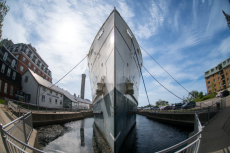 Exterior of S S Keewatin in dry dock at Great Lake Museum Visit Kingston