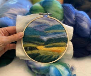3 Paint with wool needle felted landscape