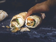 Pita wraps on the grill from House of Donair