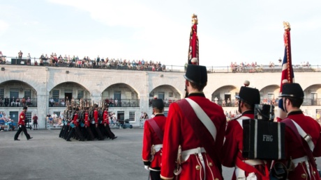 Military demonstration by the Fort Henry Guard at Fort Henry
