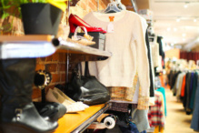 Clothing rack and shelving in YGK Thrift