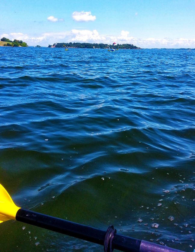 Gazing out at the journey to Fort Henry and Cedar Island while kayaking.
