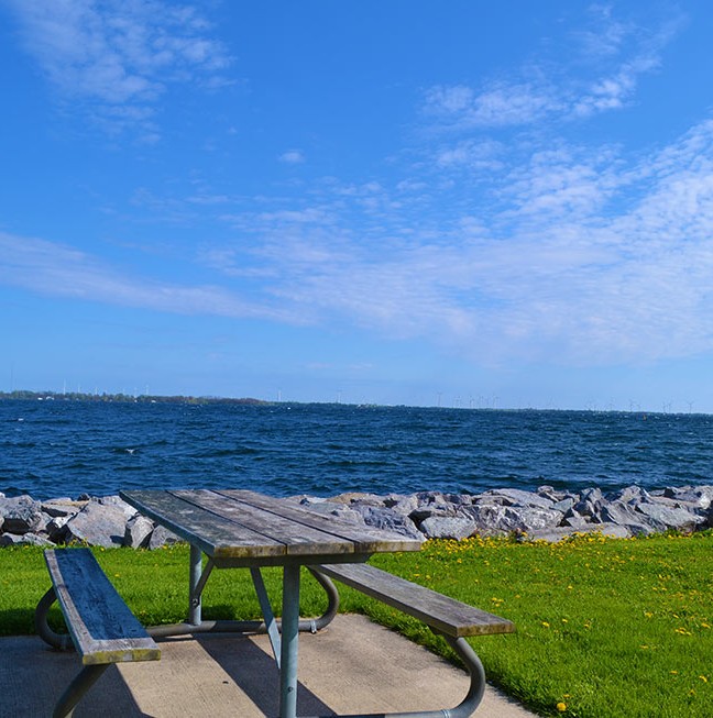 Enjoy a snack lakeside after your adventures at Ahoy Rentals.