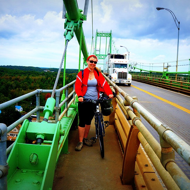 Crossing the bridge from Wellesley Island - luckily I didn't have to ride with traffic!