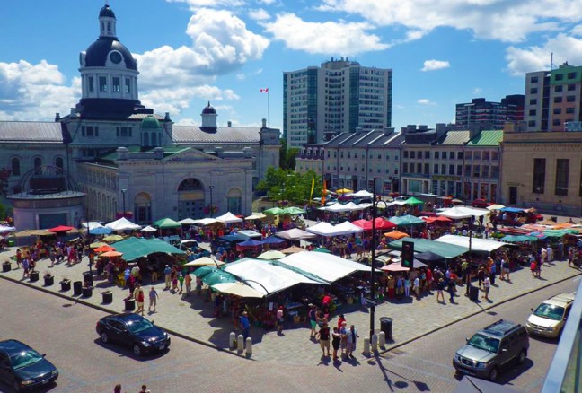 Hop off for a stroll through the public market three days a week.