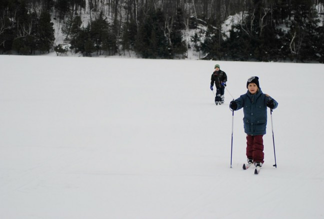 A great day out breaking trail on a backcountry lake north of Kingston.