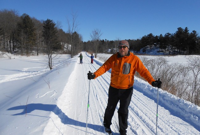 Shawn & the boys on the Cataraqui Trail. It looks groomed, but those are my tracks!