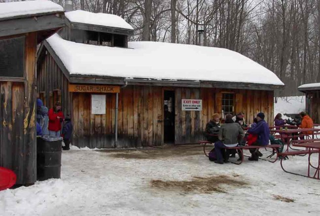 The sugar shack, where we watch the syrup being made, then feast on pancakes! (photo from the CRCA Pinterest page)