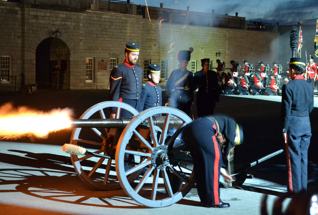 Music is the cornerstone of the Fort Henry Tattoo, but military drills play a big role, too. (Photo: Jordan Whitehouse)