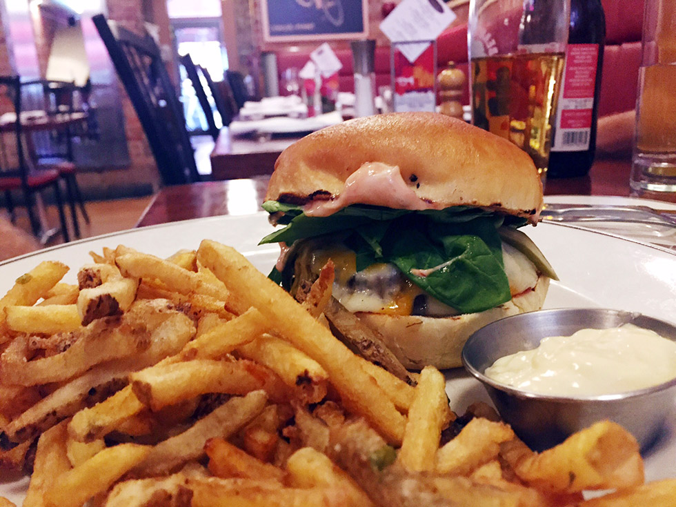 Black Dog Tavern's delicious breakfast burger.