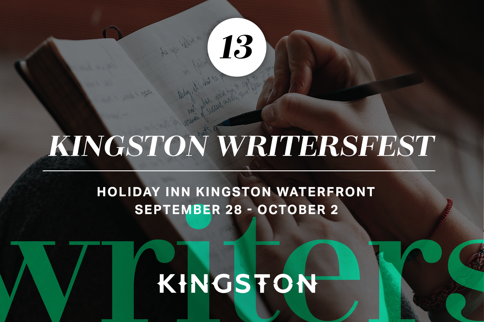 13. Kingston Writersfest : Holiday Inn Kingston Waterfront September 28 - October 2