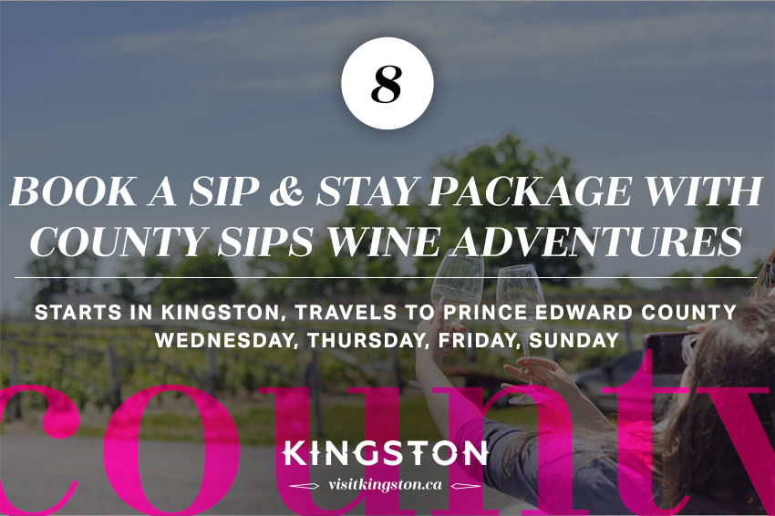 Book a sip & stay package with County Sips Wine Adventures