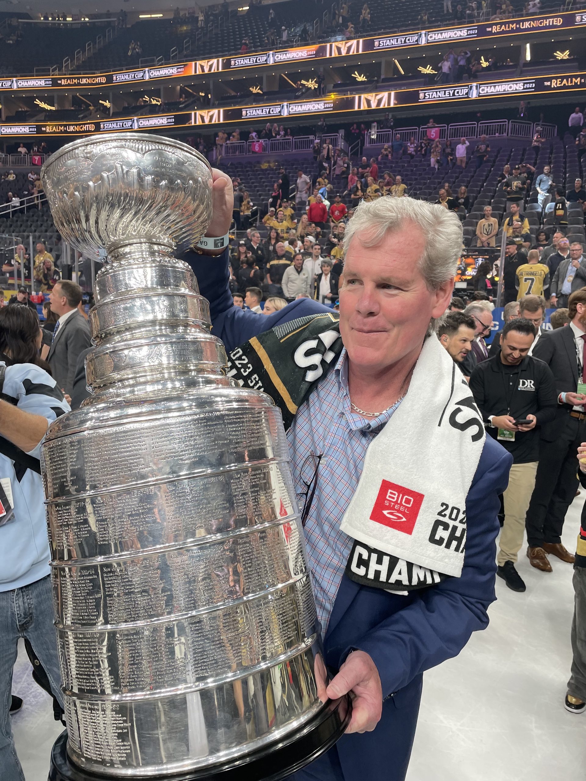 Kent on the ice after winning the Stanley Cup