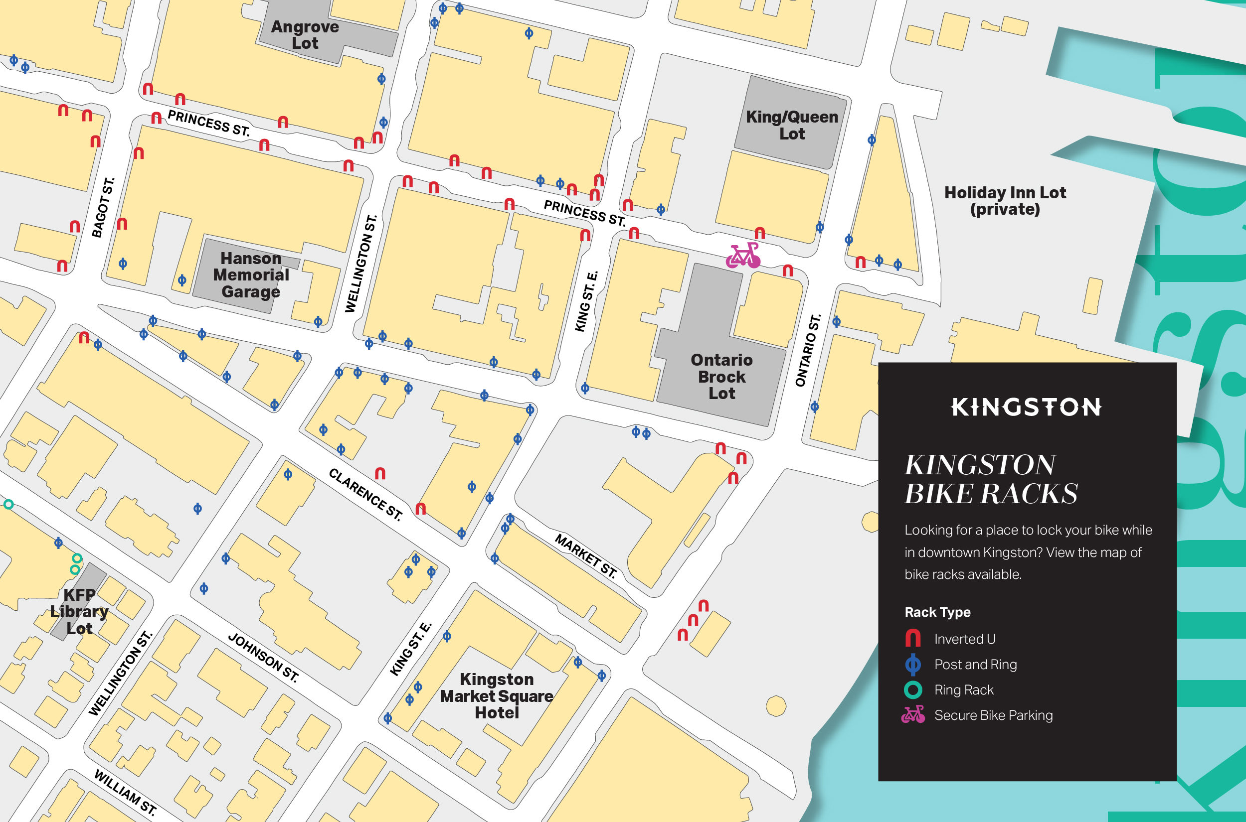 Downtown Kingston bike racks map